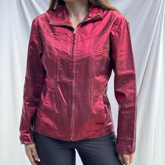 Vintage Wilson’s Leather Red Genuine Leather Jacket Size Small - Picture 2 of 11